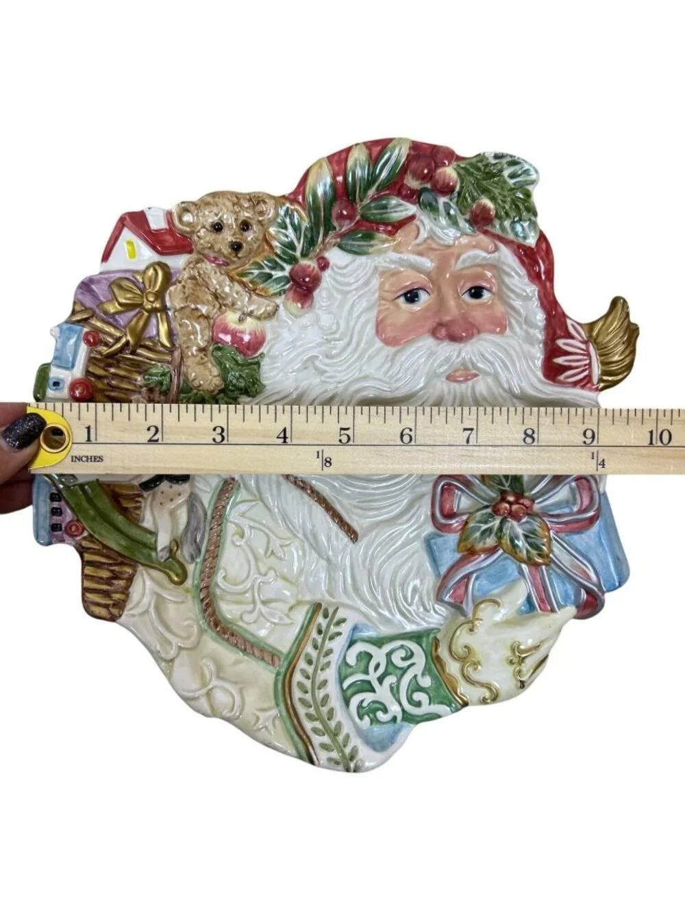 Fitz & Floyd Santa Plate Enchanted Holiday Christmas Decor Ceramic Hand Painted